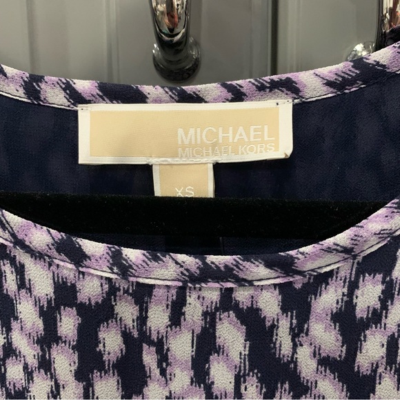 NWT Michael Kors Patterned Purple Crossover Back Tank - Picture 2 of 6